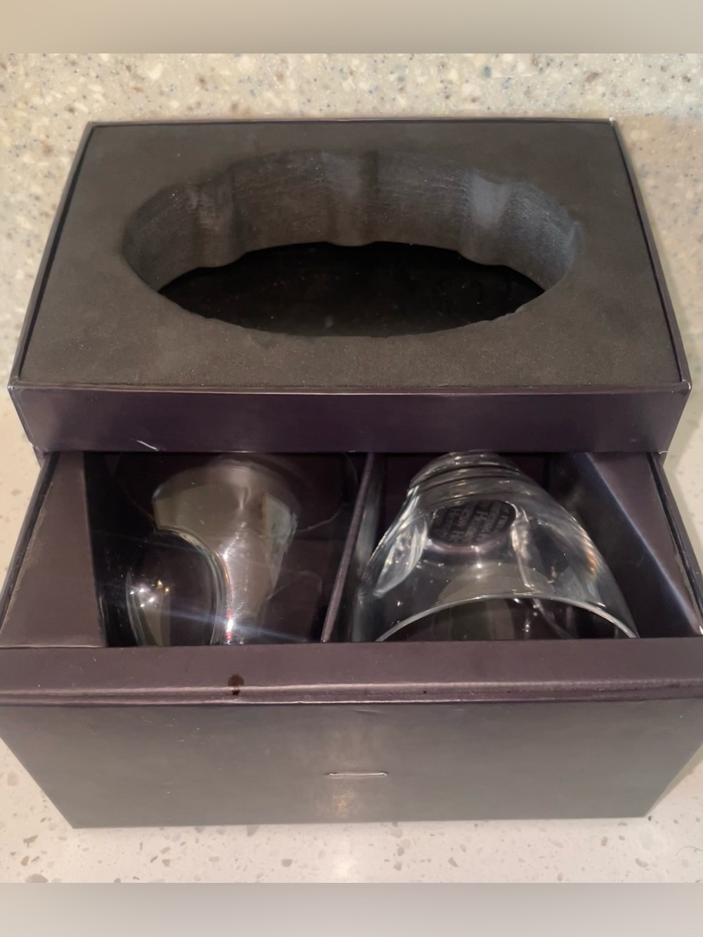 Hennessy XO  Baccarat Crystal Cognac Thumbprint Glasses with Case & Bottle Stand